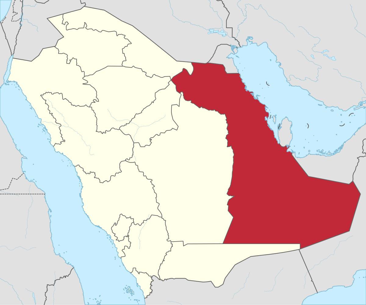 Kort af austur-héraði Sádi-Arabía