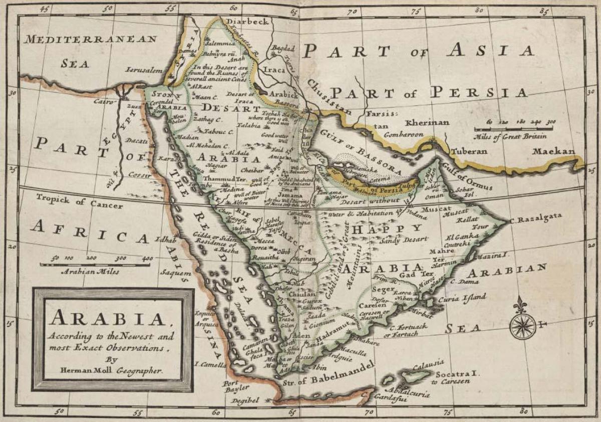 Kort af fornum Sádi-Arabía
