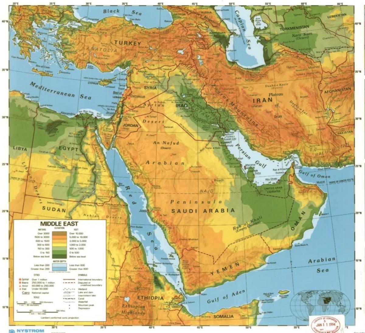Kort af Sádi Arabíu eyðimörk