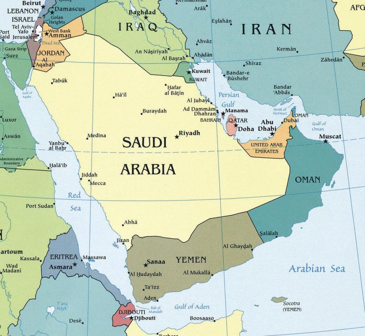 Kort af Sádi Arabíu staðsetningu