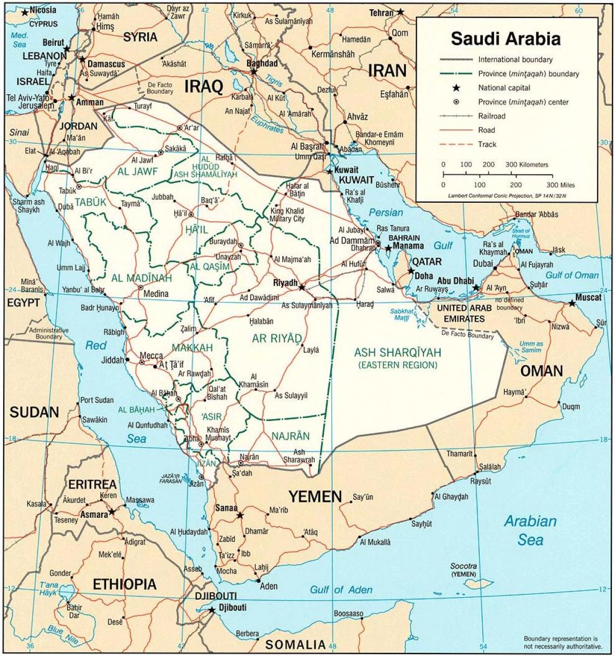 Kort af Sádi Arabíu netinu