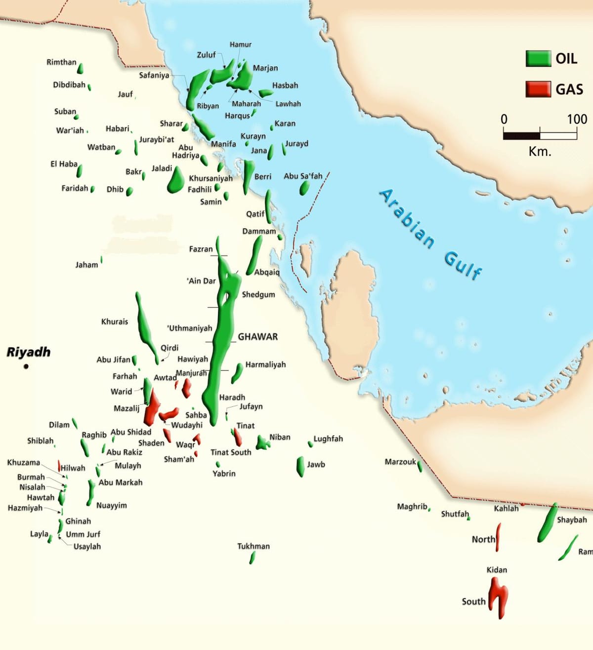 Kort af manifa Sádi-Arabía
