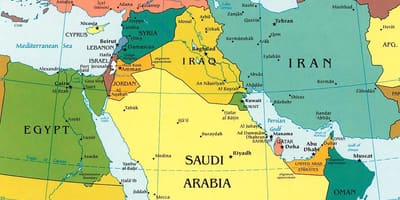 Kort Sádi Arabíu nærliggjandi löndum