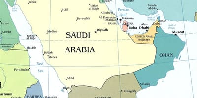 Kort af Sádi Arabíu peninsula
