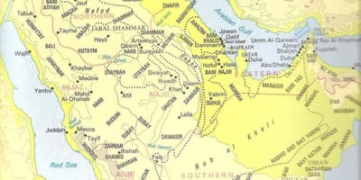 Kort af Sádi Arabíu ættbálkar