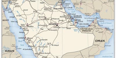 Kort af Sádi Arabíu höfnum
