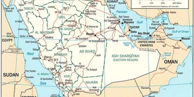Kort af Sádi Arabíu netinu