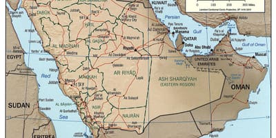 Sádi Arabíu landafræði kort